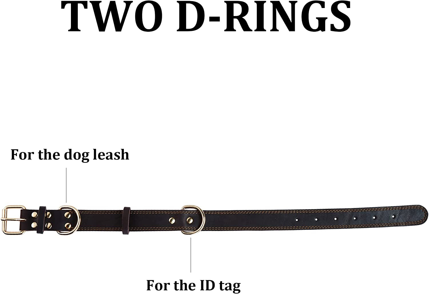 Leather Dog Collar Genuine Brown for Medium Dogs（M:1" Wide 15.2-19.2" Neck） | All-Day Comfort for Daily Walks and Outdoor Trips, Sturdy Metal Buckle for Long-Term Use, D-Ring for Leash, Easy Clean