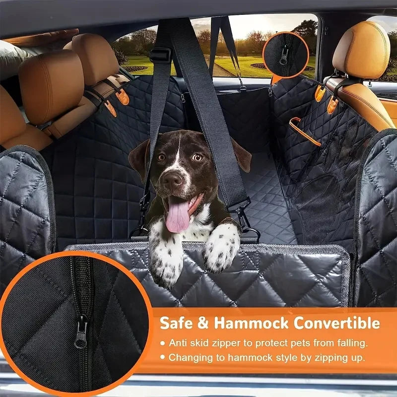 Universal Waterproof Dog Car Hammock – Rear Seat Cover with Mesh Window & Side Zipper for Cars, Trucks & SUVs