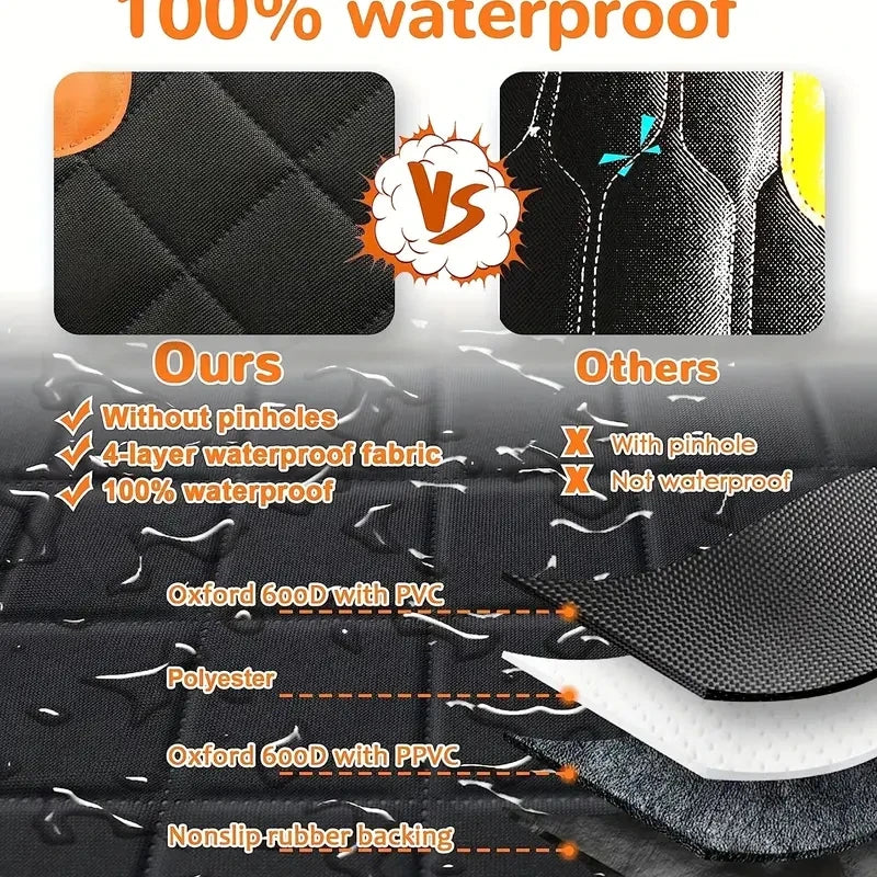 Universal Waterproof Dog Car Hammock – Rear Seat Cover with Mesh Window & Side Zipper for Cars, Trucks & SUVs