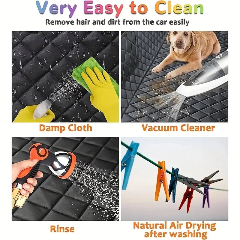 Universal Waterproof Dog Car Hammock – Rear Seat Cover with Mesh Window & Side Zipper for Cars, Trucks & SUVs