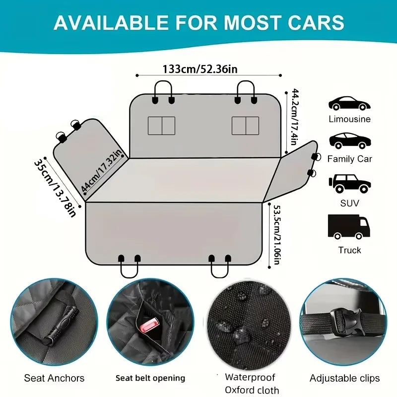 Waterproof Dog Car Seat Cover – Scratch-Resistant Hammock Style Protector for Cars, Trucks & SUVs