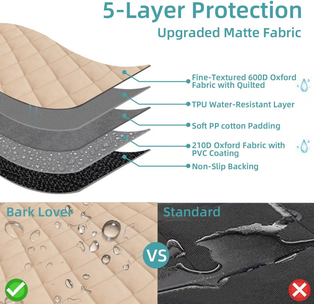 Waterproof Dog Car Seat Cover – Nonslip Back Seat Protector, Universal Fit for All Vehicles, Beige
