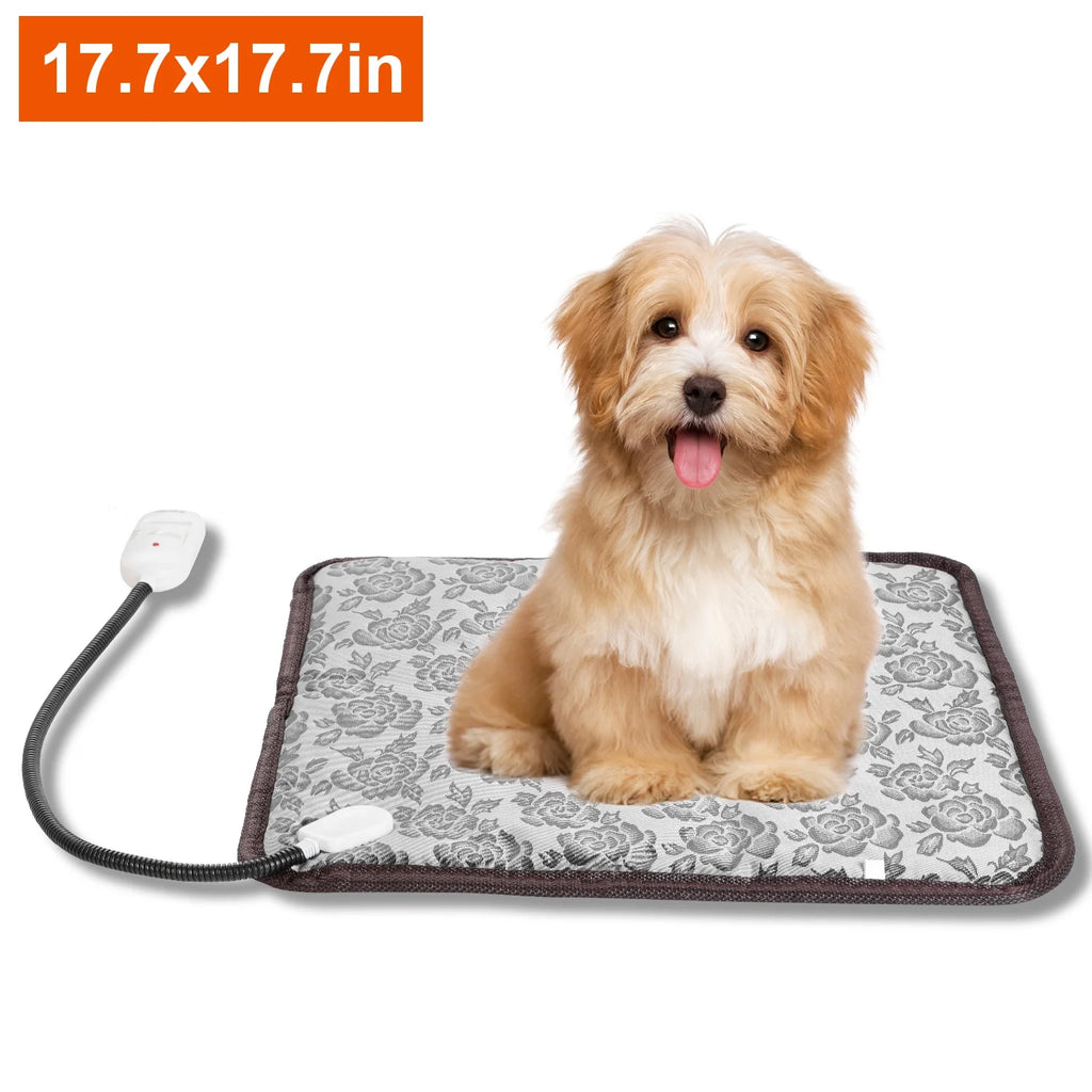 1Pc Pet Heating Pad Dog Cat Electric Heating Mat Waterproof Adjustable Warming Blanket with Chew Resistant Steel Cord Case