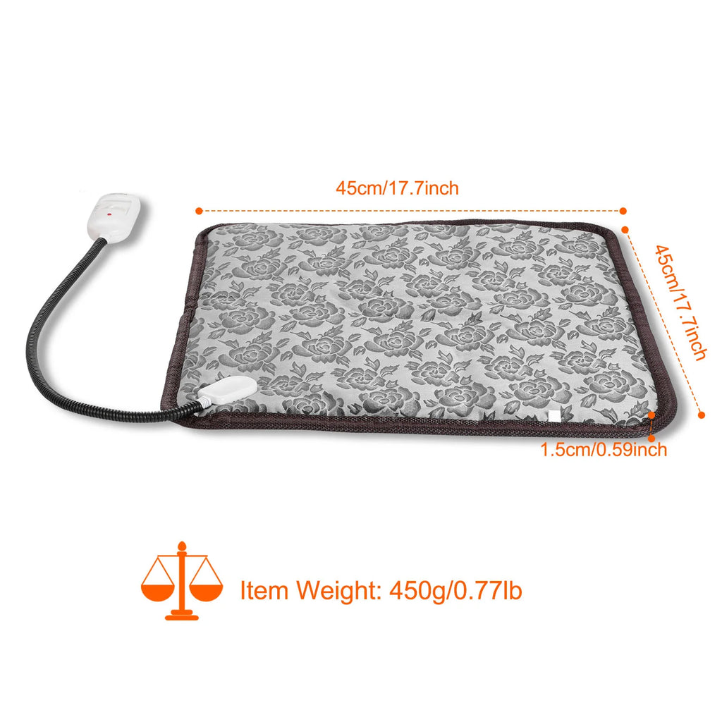 1Pc Pet Heating Pad Dog Cat Electric Heating Mat Waterproof Adjustable Warming Blanket with Chew Resistant Steel Cord Case