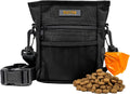Dog Training Treat Pouch, No-Spill Magnetic Clasp, Black | Adjustable Belt Sling, Waist Pack or Fanny Pack, Hands-Free Wear, Poop Bag Holder, 4 Pockets, Made in USA