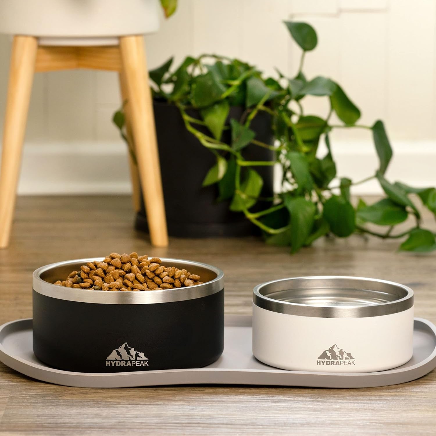 Dog Bowl; Non Slip Stainless Steel; Water and Food Dish; Large Sized and Small Dogs; 32Oz 64Oz; Multiple Sizes; 4 Cup | White